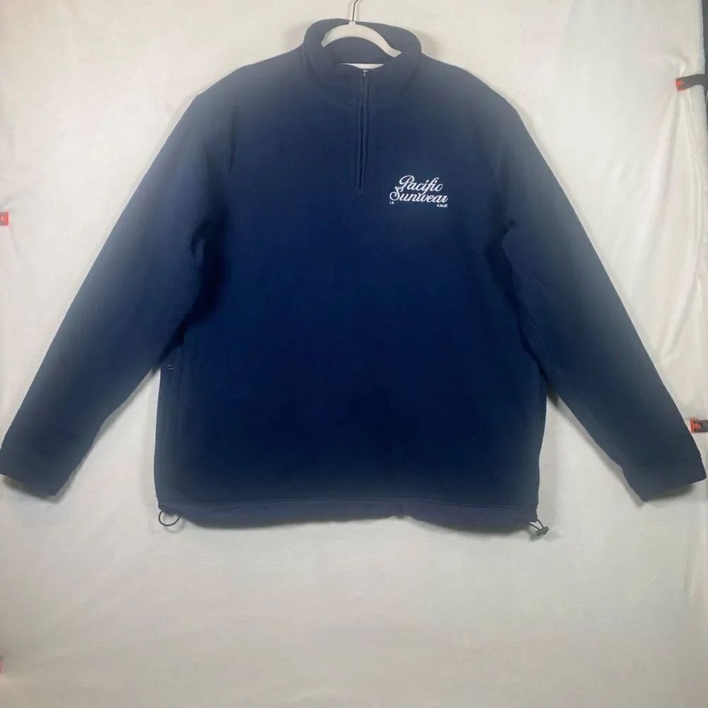 PacSun Blue Fleece Pullover Men’s Size Large 1/4 Zip Polyester 2 Zip Pockets